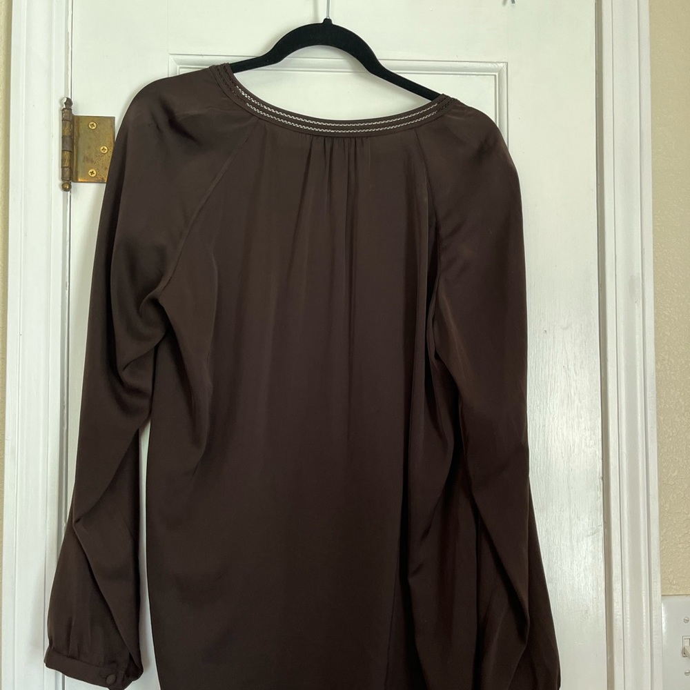 Ralph Lauren women’s chocolate brown silky blouse size extra large - Picture 3 of 7